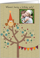 Owl Birthday Party Invitation - Customizable Photo card