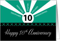 Business 10th Year Employee Anniversary Green Black card