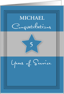 Customizable Employee Anniversary Service Blue Gray Name and Years card