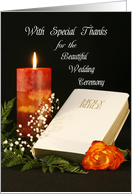 Thank You for Wedding Ceremony Card Minister-Priest-Rabbi-Officiant card