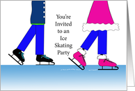 Ice Skating Party Invitation Greeting Card-Boy Girl Skaters card