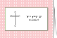 Be My Godmother Invitation Greeting Card-Pink and White Dot Background card