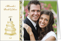 Gold Cake Bridal Shower Photo Invitation card
