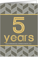 Employee 5th Anniversary Faux Gold on Grey Taupe Geometric Pattern card