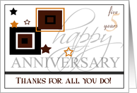 5th Employee Anniversary 5 Years of Service card