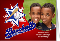 Custom Baseball Theme Birthday Party Invitation with Photo card