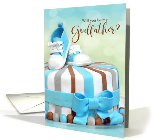 Will you be my Godfather Blue and Brown Cake card (430606)