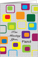 Missing You, to Fiance, retro look card