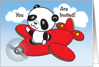 Kid’s Airplane Theme Birthday Party Invitation, panda card