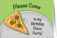 Kid’s Birthday Pizza Party Invitation, pizza slice card