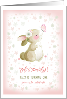 Birthday Party for Kids Invitation. Custom Name & Age Little Bunny card