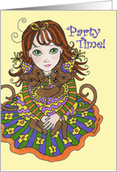 Girl with Party Cats Party Time card