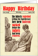Custom Birthday Victorian Humor Hairdresser card