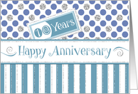 Employee Anniversary 10 Years - Jade Stripes Blue Dots Silver Sparkle card