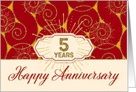 Employee Anniversary 5 Years - Red Swirls card