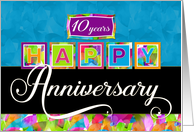Employee Anniversary 10 Years - Colorful Happy Anniversary card