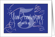 Hand Lettered Employee 5th Year Work Anniversary 5 Years Streamers card