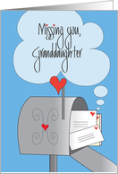 Missing You Granddaughter, Heart-filled Mailbox with White Letters card