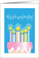 Ein deutscher Geburtstagskarte mit Kerzen card