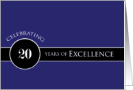 Business Employee Appreciation 20 Years Blue Circle of Excellence card