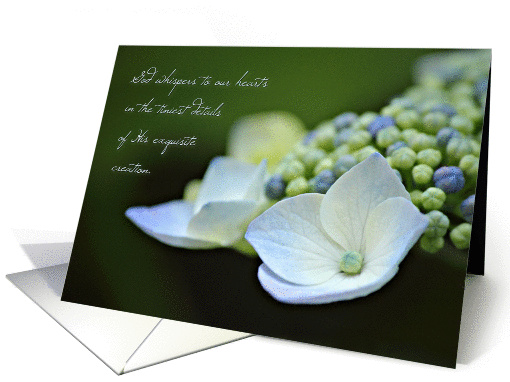 God Whispers to Our Hearts - Blue Hydrangea Note card (1149568)