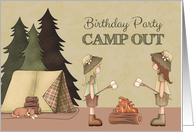 Girls Camp Out Birthday Party Invitation card