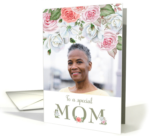 Mother's Day Mom Custom Photo Watercolor Flowers card (1685680)