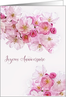 Happy Birthday in French, Joyeux anniversaire, Blossoms card
