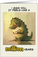 Miss You Sad Dino with Letter card