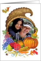 Custom Photo Colorful Cornucopia Thanksgiving card