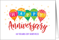 Custom Front Ten Years of Service Business Employee Anniversary card