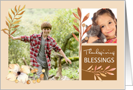Thanksgiving Blessings Fall Leaves With Two Photos card