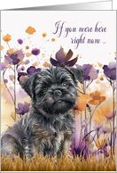 Miss You Affenpinscher Dog in a Purple Wildflower Meadow card