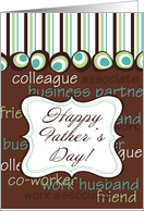 Happy Father’s Day! Work Husband, Colleague, Retro Brown & Aqua card