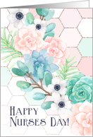 Happy Nurses Day Succulents and Honeycomb Pattern card