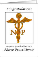 Nurse Practitioner Graduation Congratulations Antique Gold Medical card