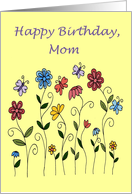 happy birthday mom flowers & butterflies card