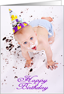 Happy Birthday! (Messy baby with cake everywhere) card