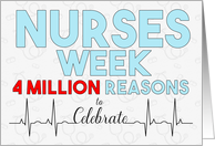 Nurses Week 4 Million Reasons to Celebrate Blue, Red and White card