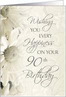 Happy 90th Birthday Card - White Flowers card