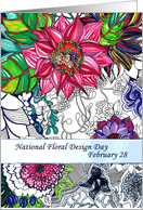 National Floral Design Day February 28 Hand Drawn Colorful Florals card