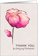 Thank You for Bridesmaid Watercolor Flower card