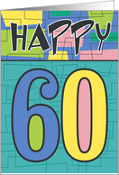 Happy 60th Birthday, Colorful retro design card