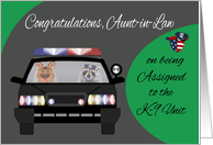 Congratulations to Aunt-in-Law on assignment to K-9 Unit, raccoon card