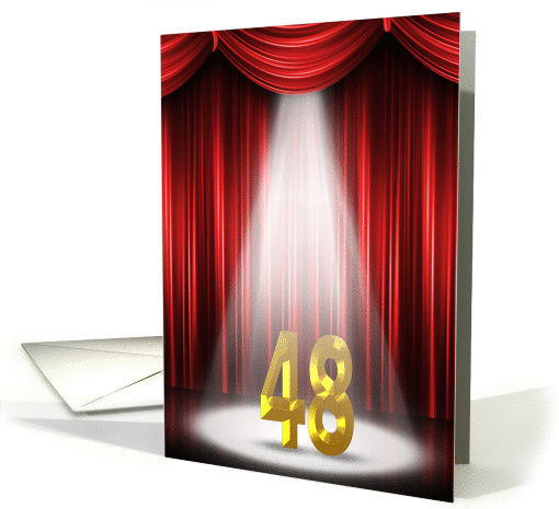 48th Anniversary in the spotlight and red curtains card (1046949)