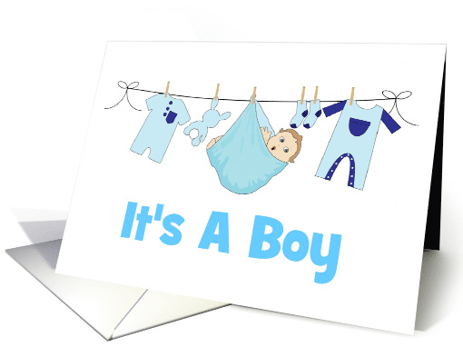 Birth Announcement/It's A Boy/Baby/Clothes/Bunny/Custom card (1233770)