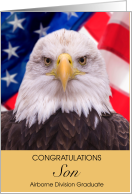 Son Airborne Division Graduate Eagle American Flag Congratulations card