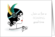 Great Gatsby Female Silhouette Roaring 20s party invitation card