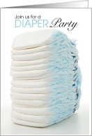 Diaper Party Stack of disposable diapers Baby shower Invitation card