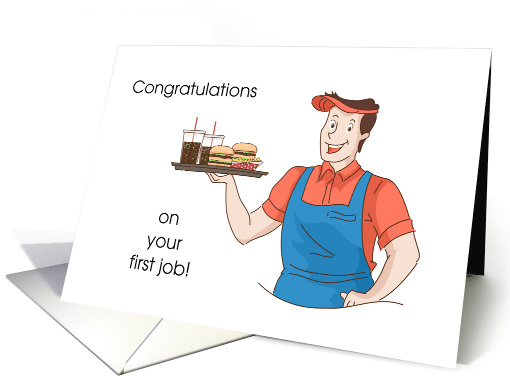 First Job Fast Food Burger Joint Teen Boy Congratulations card